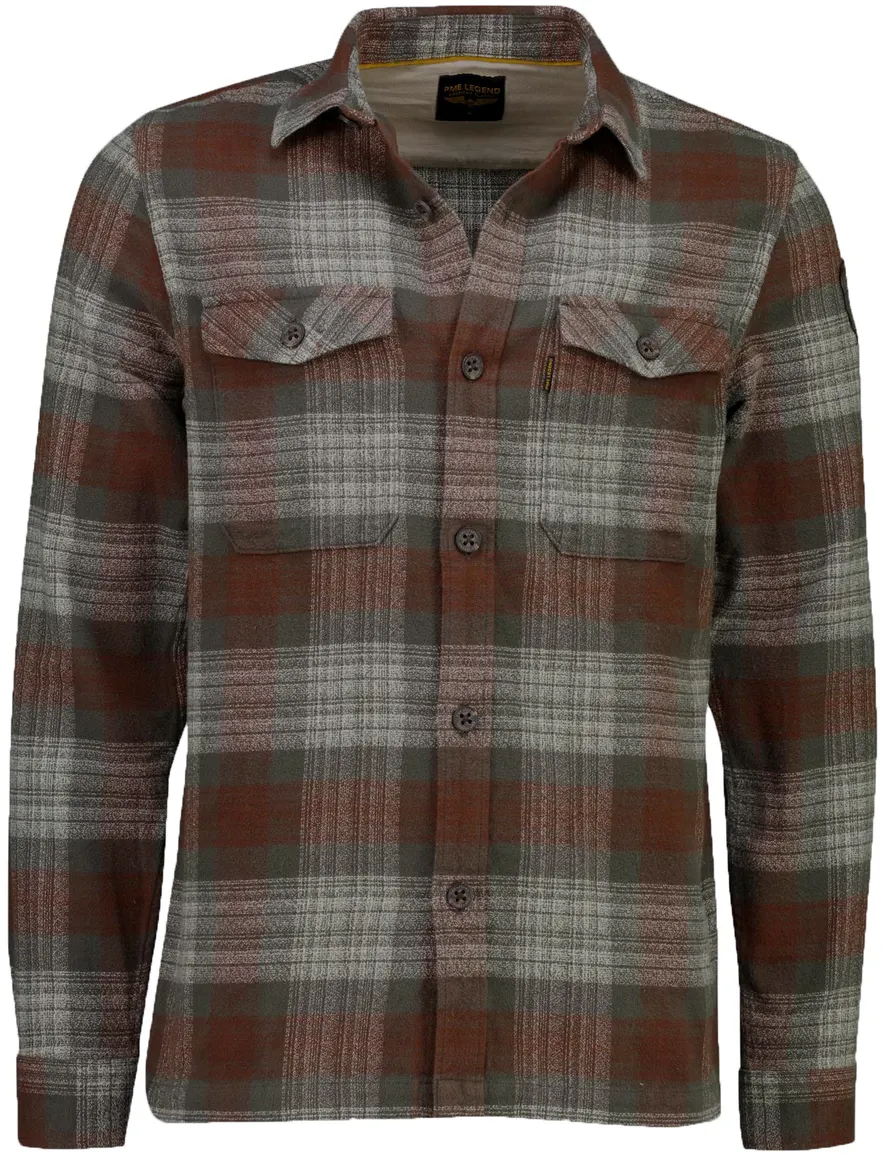 PME Legend overshirt bruin geprint met borstzak