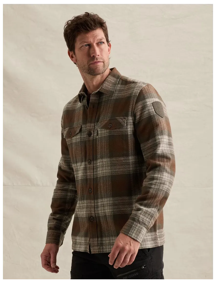 PME Legend overshirt bruin geprint met borstzak