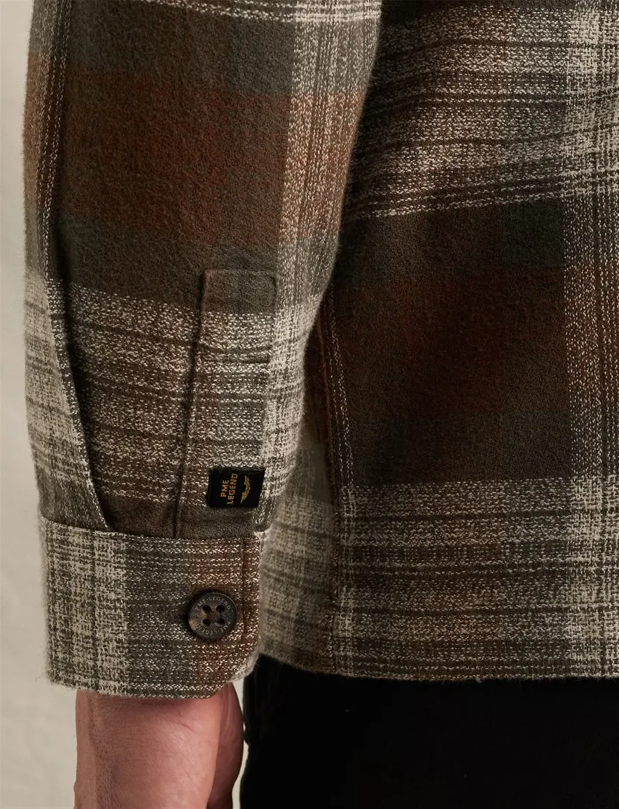 PME Legend overshirt bruin geprint met borstzak