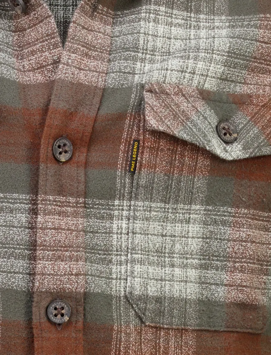 PME Legend overshirt bruin geprint met borstzak