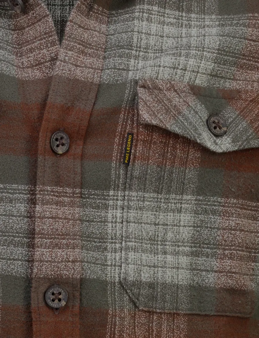 PME Legend overshirt bruin geprint met borstzak