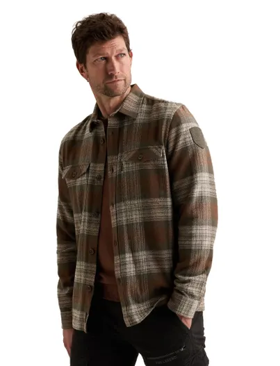 PME Legend PME Legend overshirt bruin geprint met borstzak