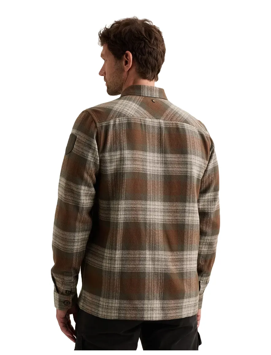 PME Legend overshirt bruin geprint met borstzak