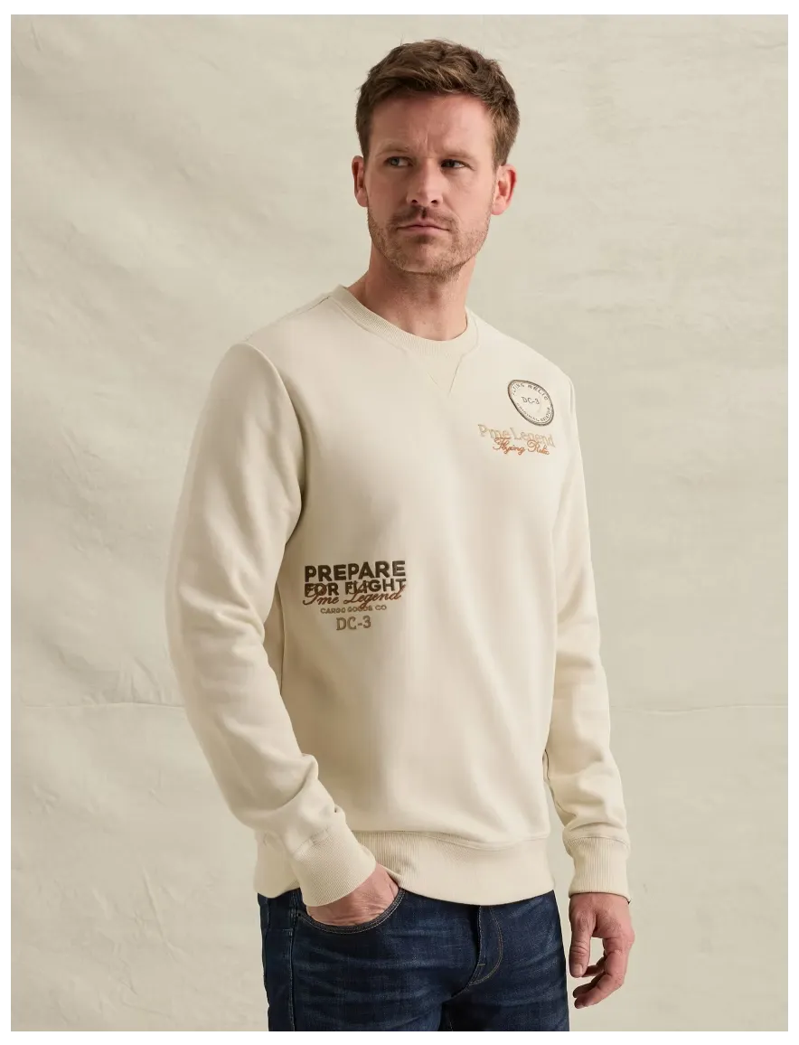 PME Legend sweater ronde hals crème