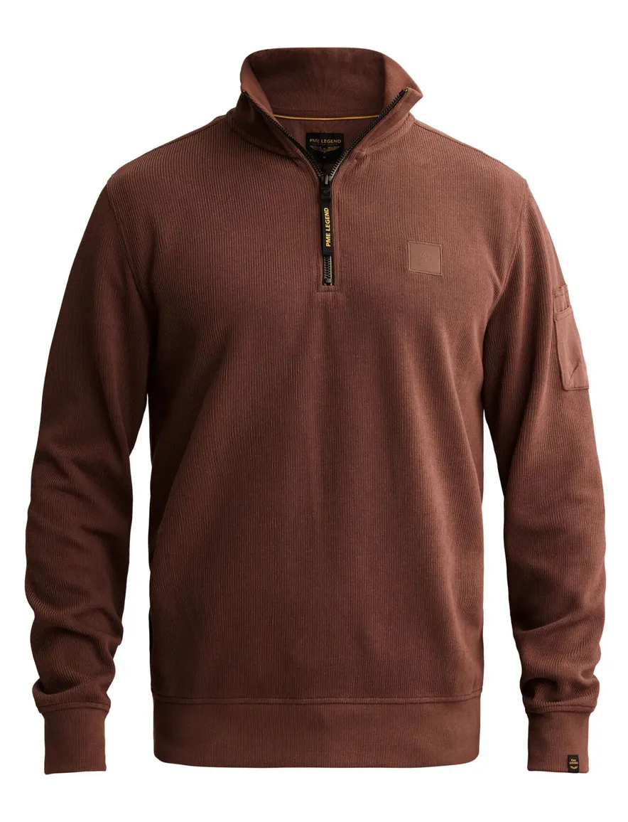 PME Legend trui half zip bruin gebreid