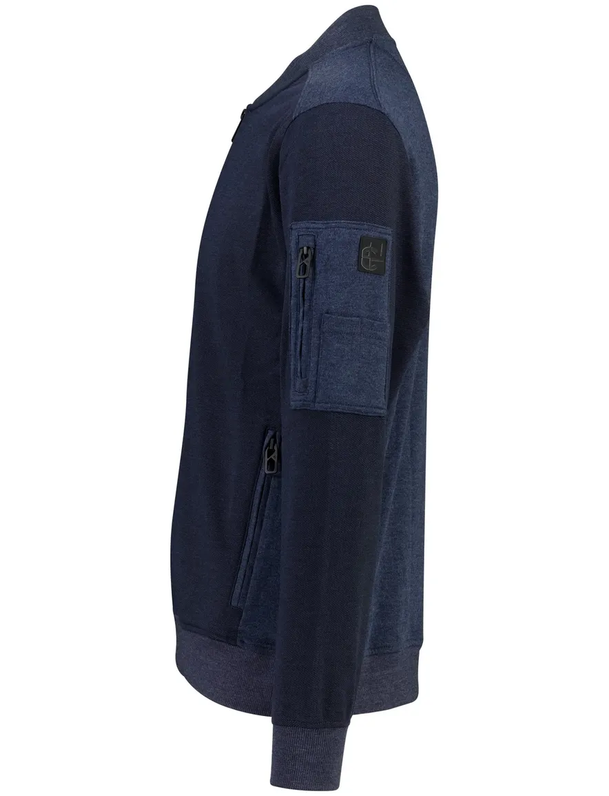 Casa Moda vest donkerblauw rits zakken