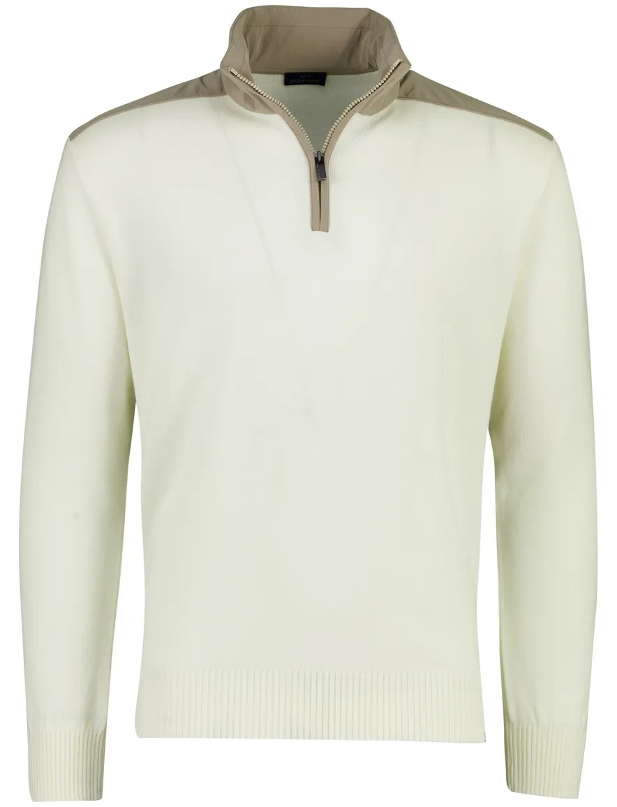 Paul & Shark trui half zip crème gebreid wol