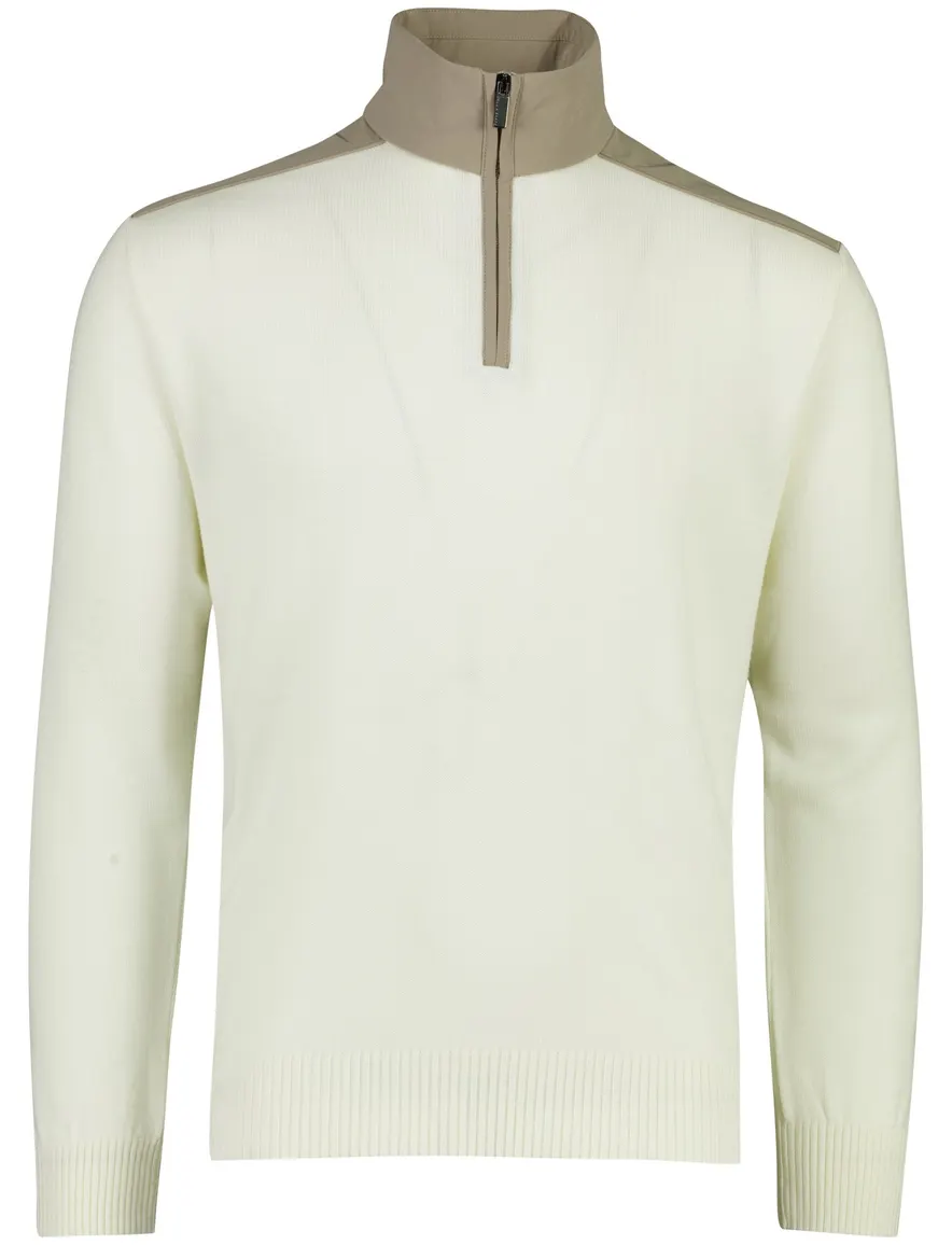 Paul & Shark trui half zip crème gebreid wol