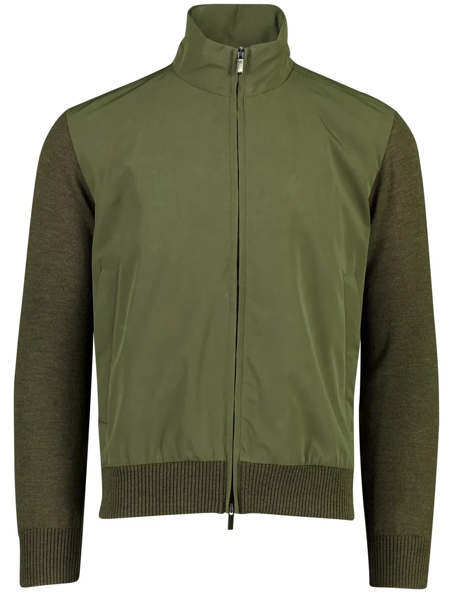 Paul & Shark vest donkergroen gebreid met polyester voorkant