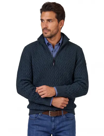 Vanguard Trui Vanguard groen half zip