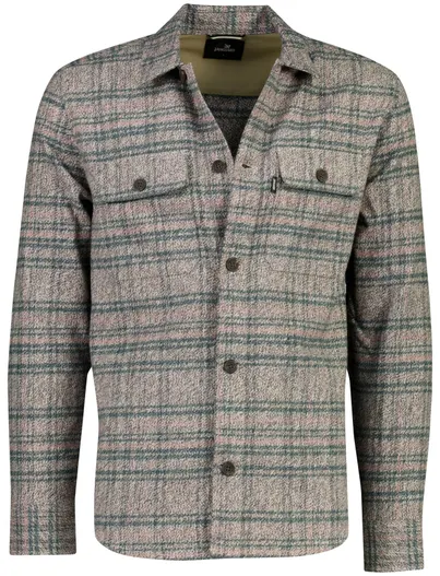 Vanguard Vanguard overshirt groen gestreept met borstzak