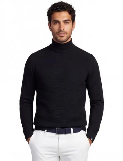 Vanguard Vanguard trui turtleneck zwart gemêleerd