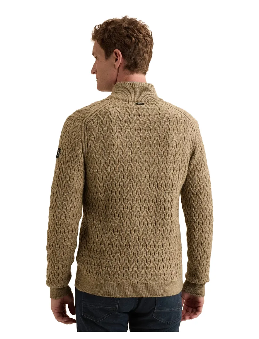 Vanguard trui half zip camel gebreid