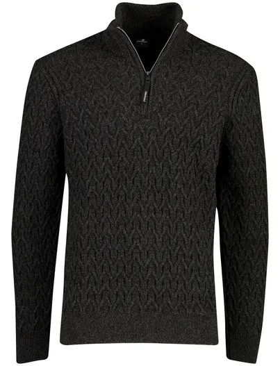 Vanguard Vanguard trui antraciet gemeleerd half zip gebreid