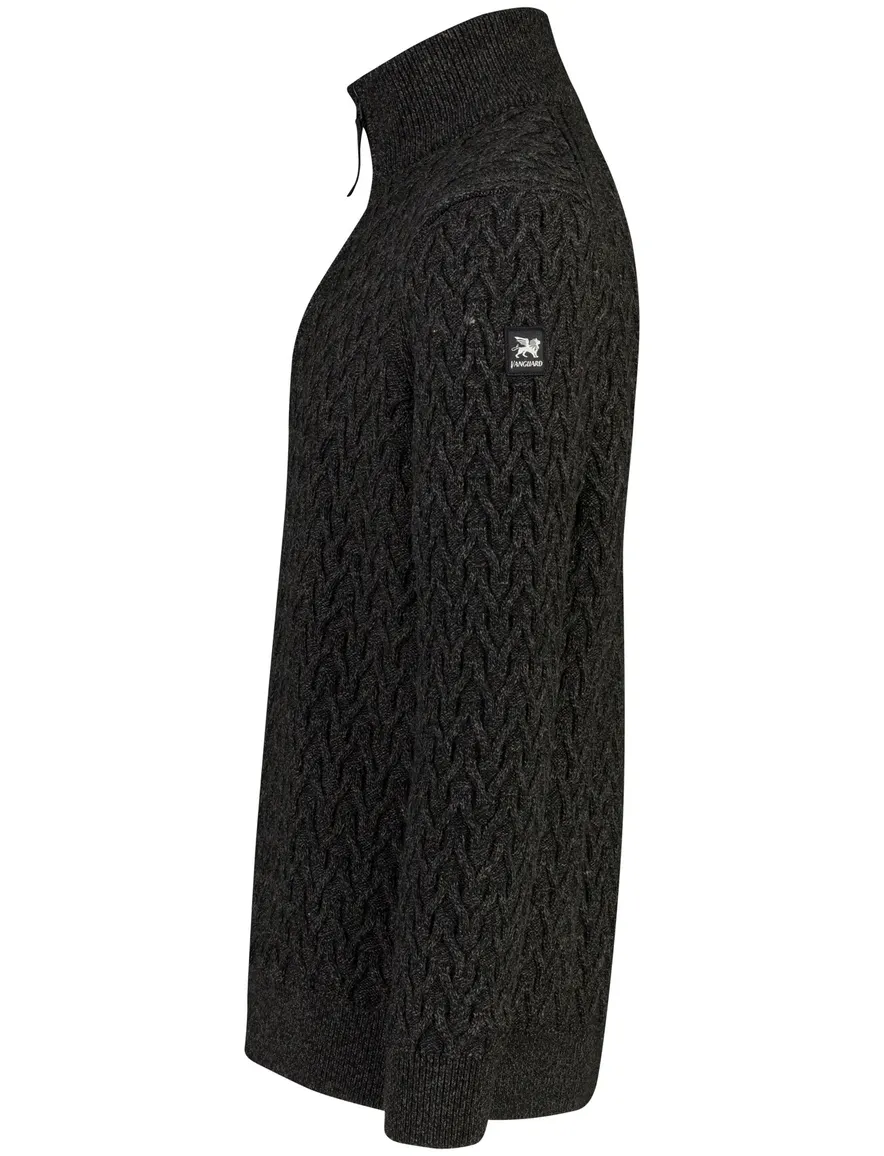Vanguard trui antraciet gemeleerd half zip gebreid