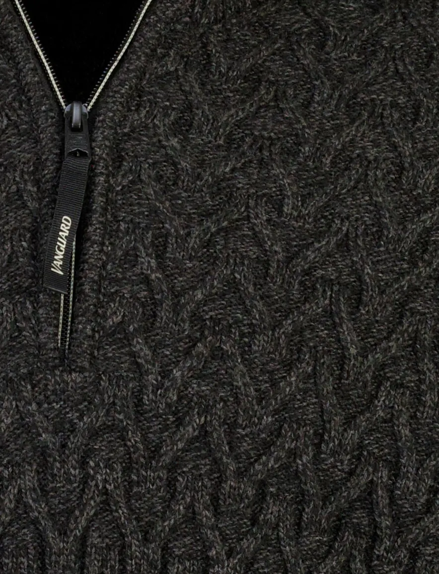 Vanguard trui antraciet gemeleerd half zip gebreid