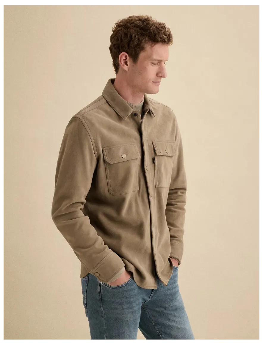 Vanguard overshirt camel suede met borstzak