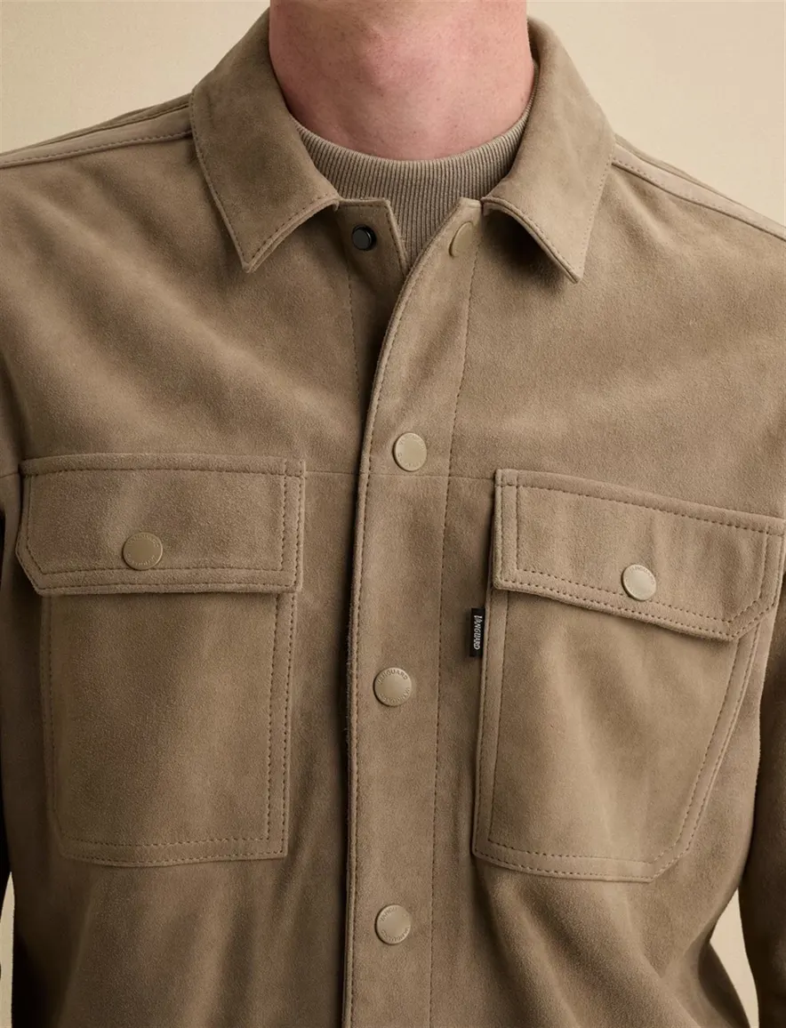 Vanguard overshirt camel suede met borstzak