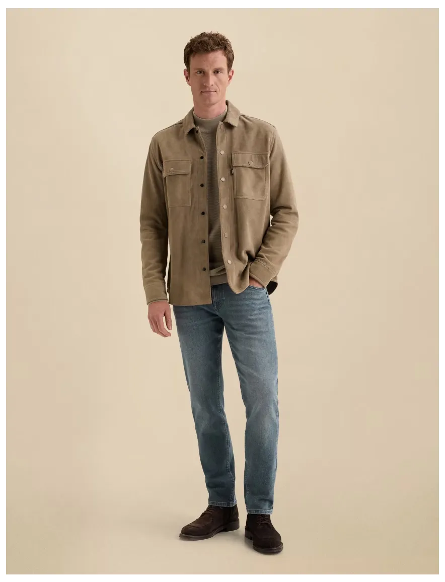 Vanguard overshirt camel suede met borstzak