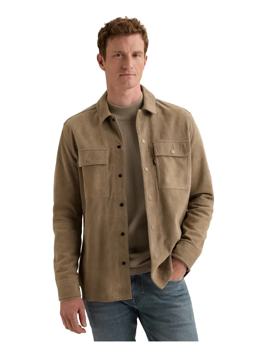 Vanguard overshirt camel suede met borstzak