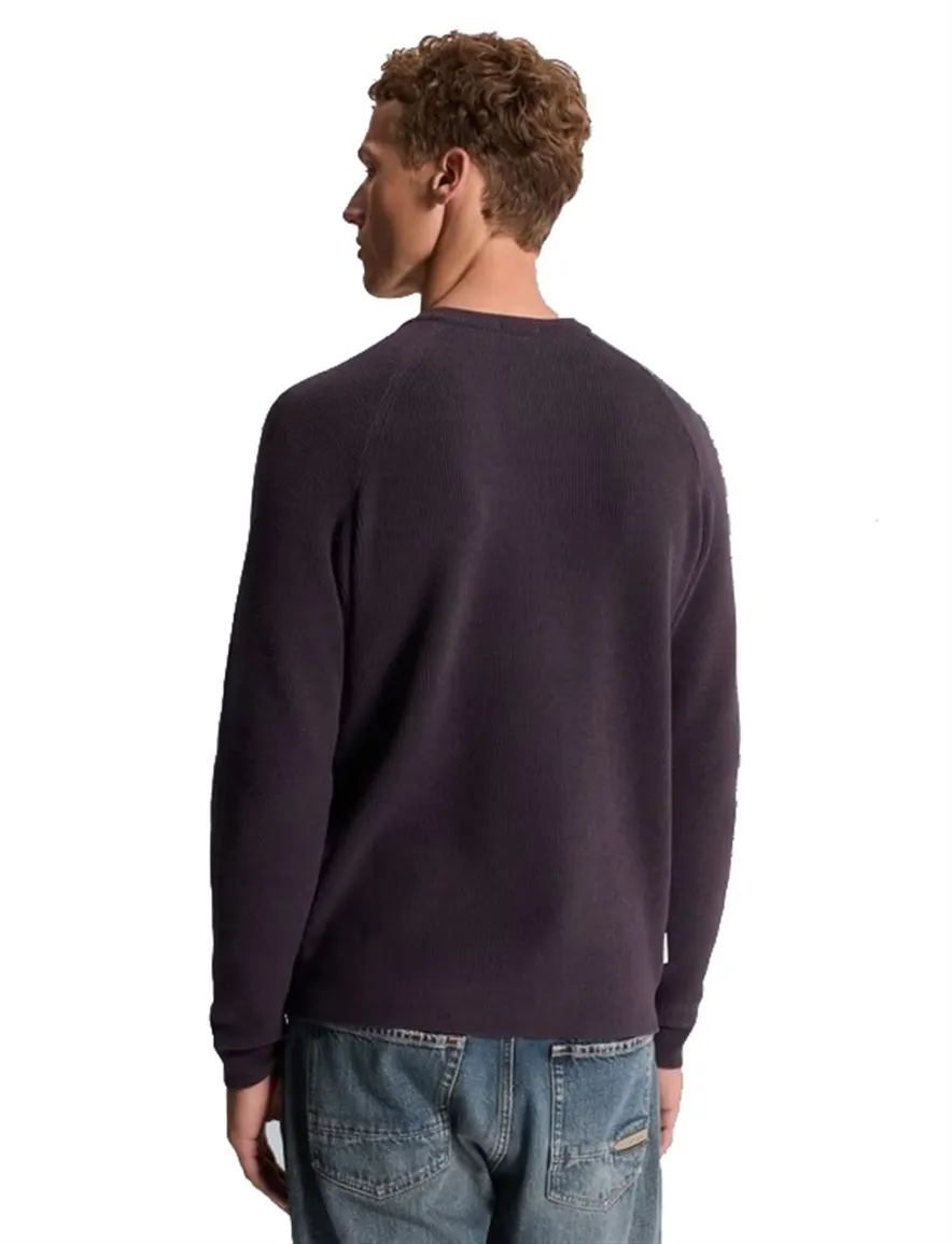 Cast Iron trui ronde hals aubergine gebreid
