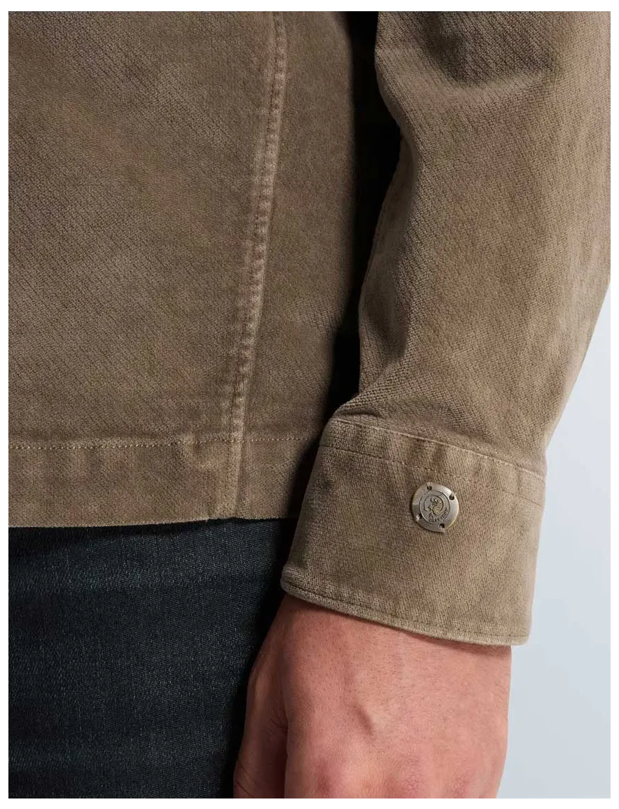 Cast Iron overshirt bruin velours met borstzak