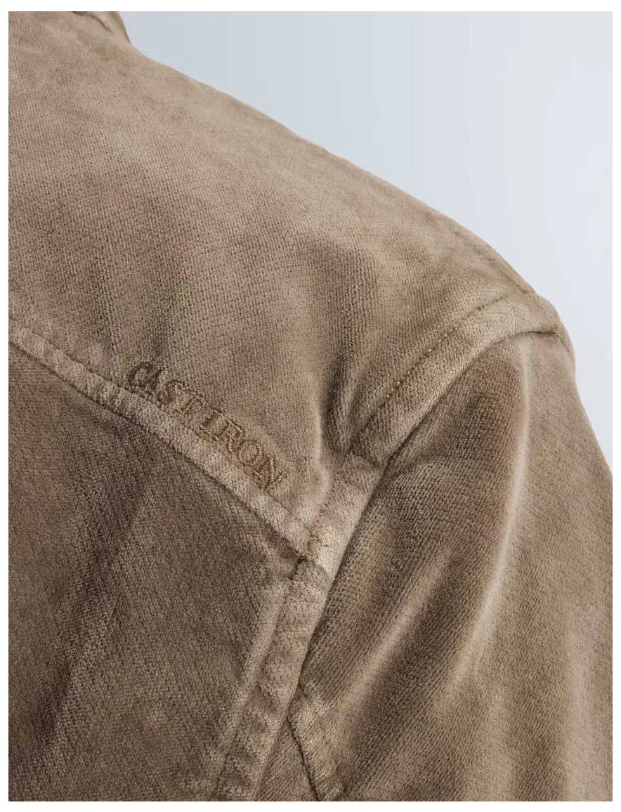 Cast Iron overshirt bruin velours met borstzak