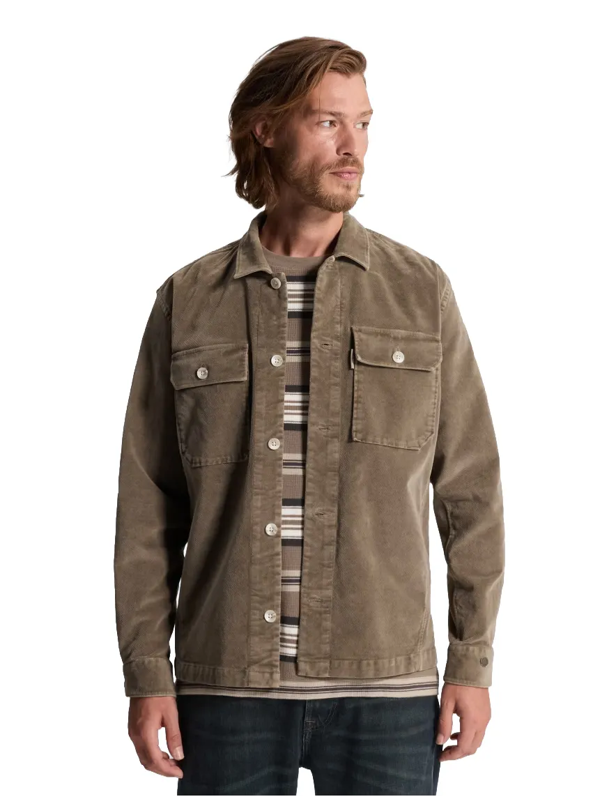 Cast Iron overshirt bruin velours met borstzak