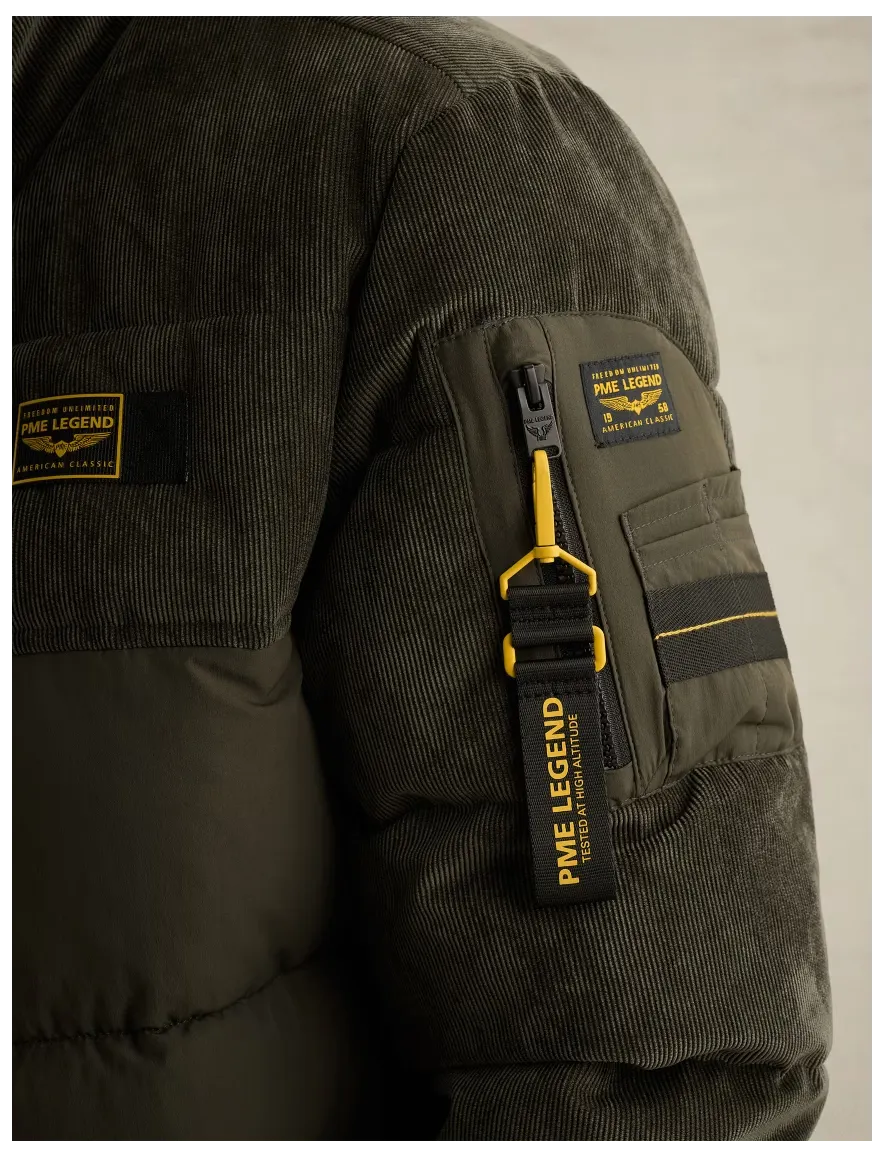PME Legend gewatteerde jas donkergroen rib structuur