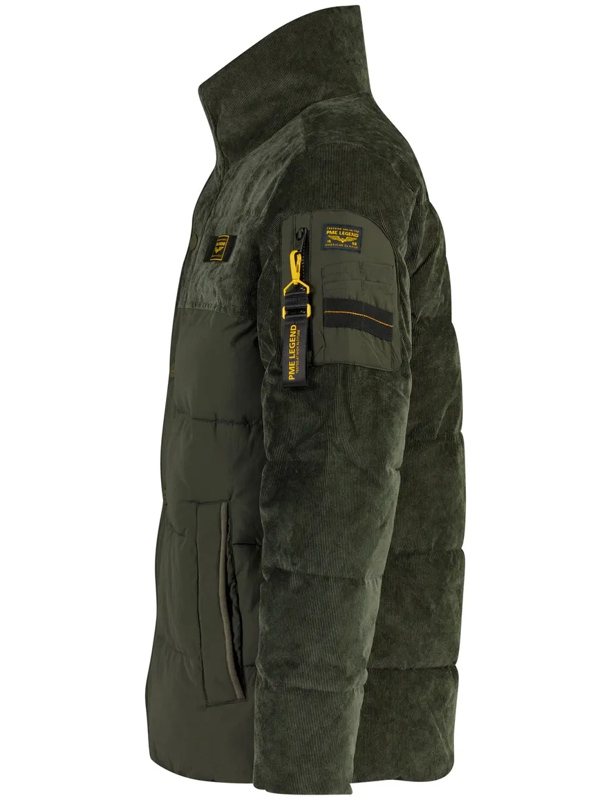 PME Legend gewatteerde jas donkergroen rib structuur