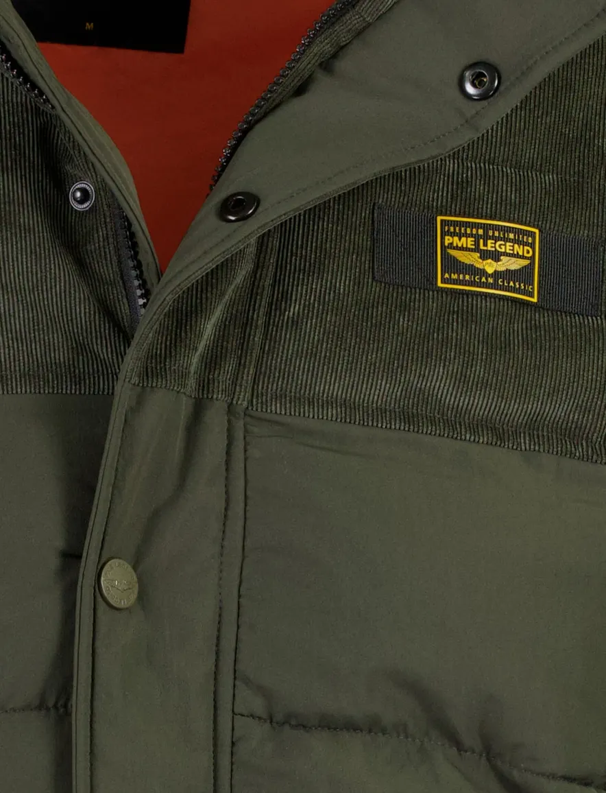 PME Legend gewatteerde jas donkergroen rib structuur