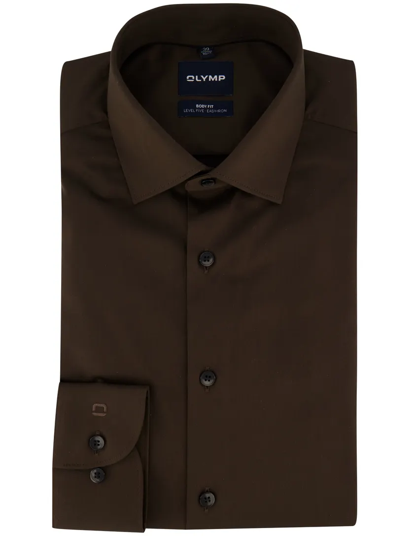 Overhemd Olymp bruin semi-wide spread boord
