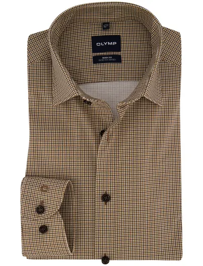 Olymp Overhemd Olymp camel geprint