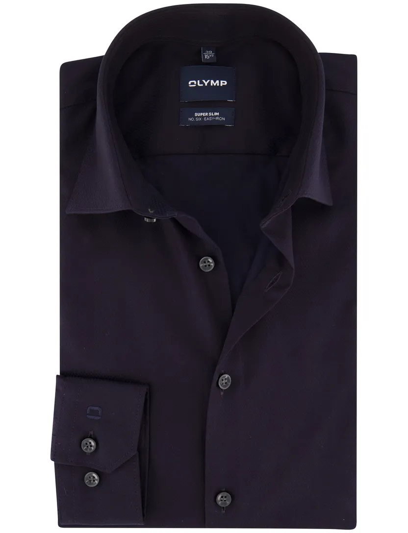Overhemd Olymp donkerblauw stretch semi-wide spread