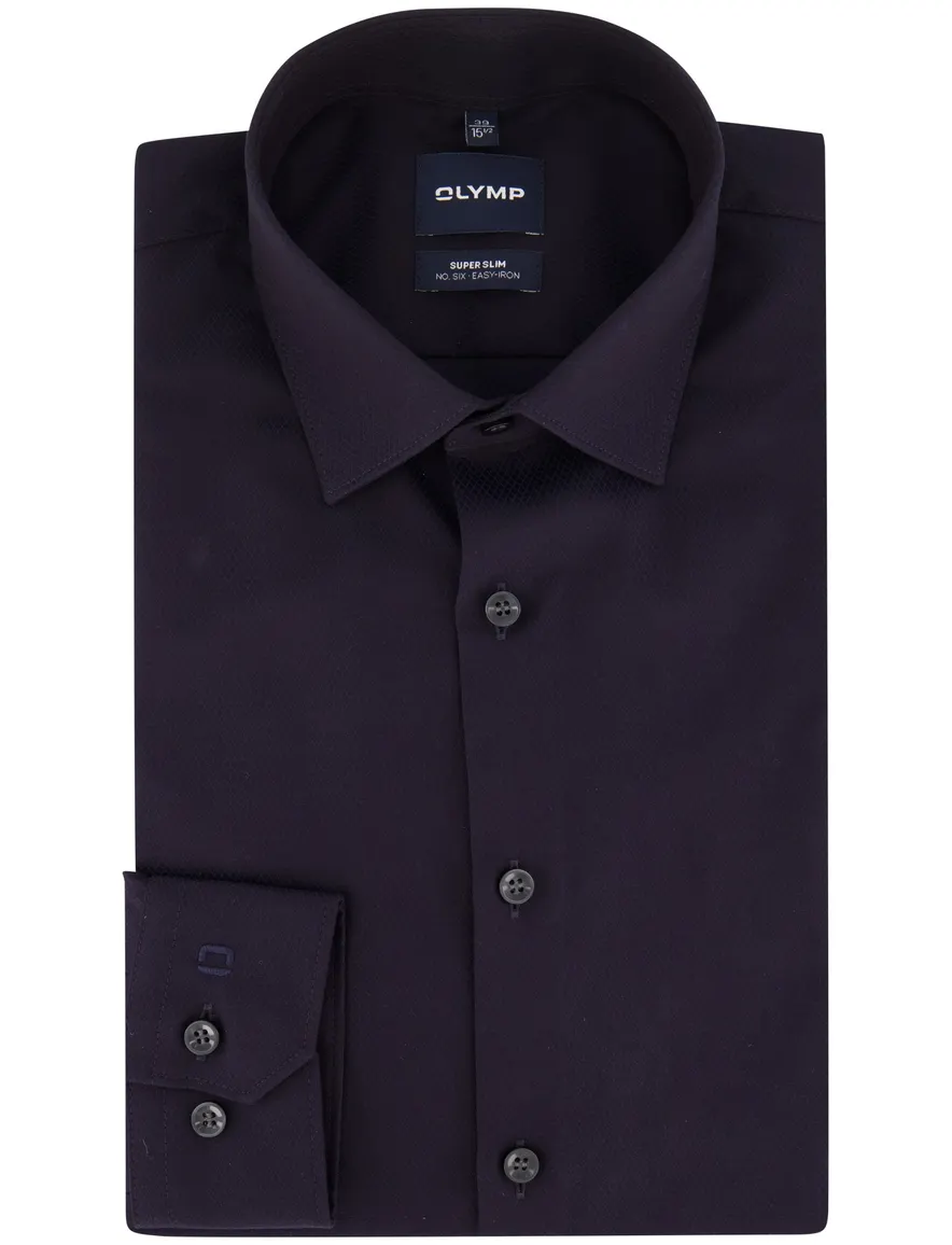 Olymp overhemd semi-wide spread donkerblauw stretch