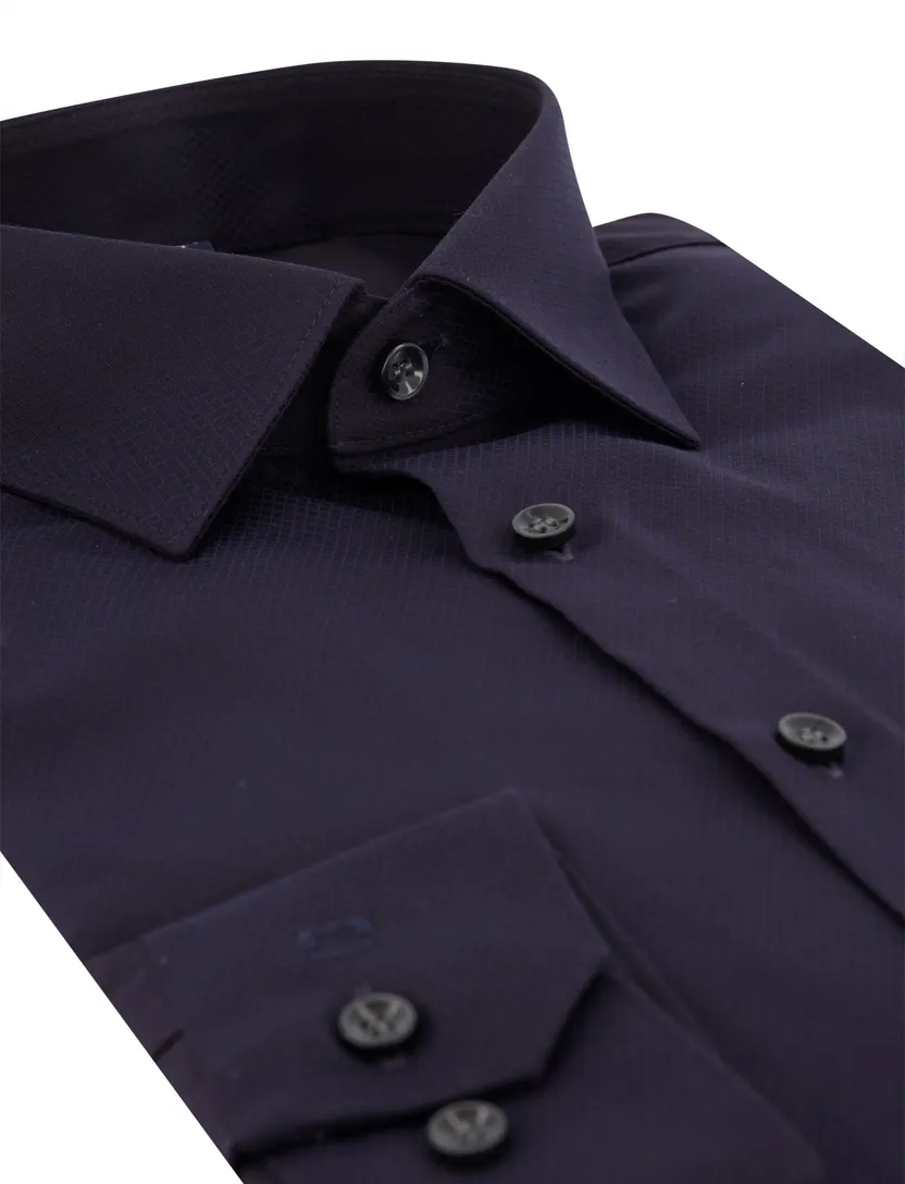 Overhemd Olymp donkerblauw stretch semi-wide spread