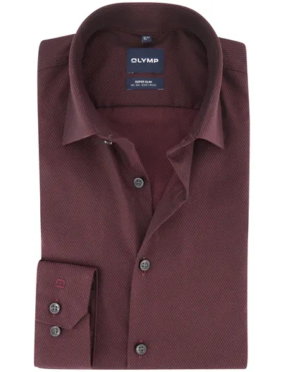 Olymp Olymp overhemd bordeaux met print katoen