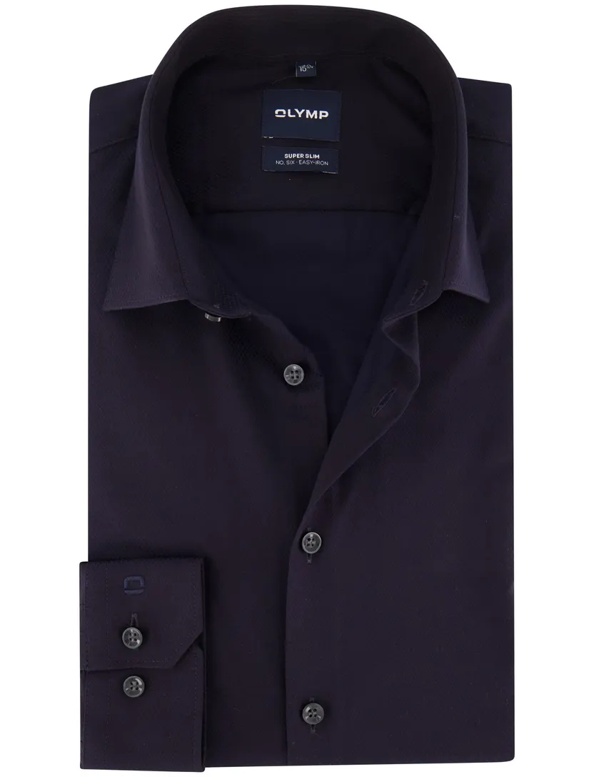 Overhemd Olymp donkerblauw Easy Iron subtiel ruitje