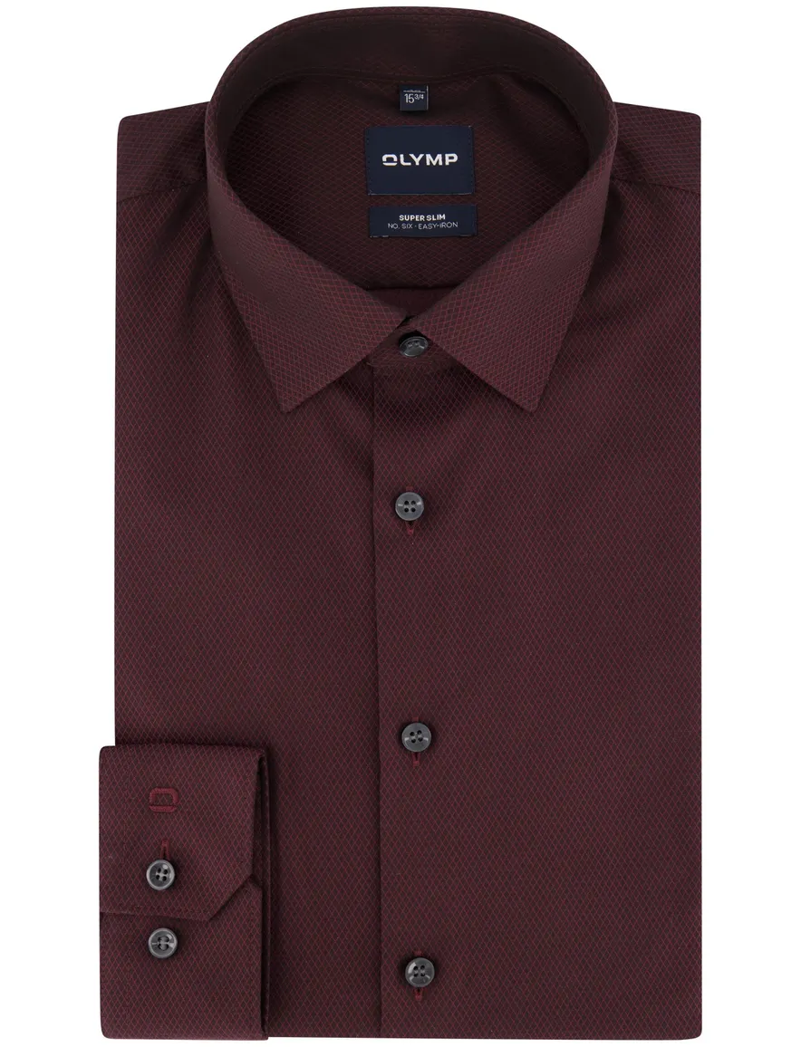 Olymp overhemd bordeaux subtiel ruitje Easy Iron