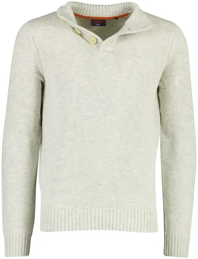 New Zealand New Zealand trui beige gemeleerd half zip