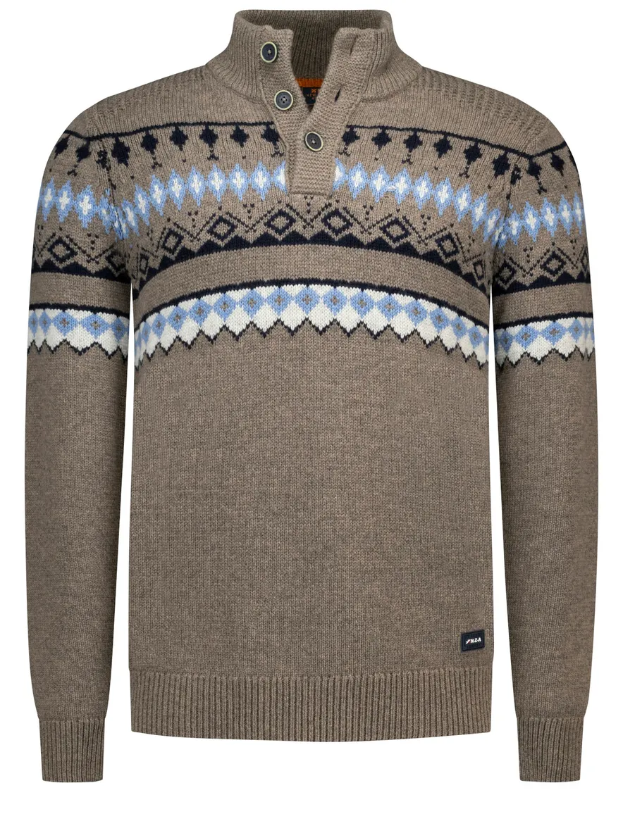 Trui New Zealand bruin 26KN487-GREY BROWN MELANG