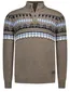 Trui New Zealand bruin half zip knopen
