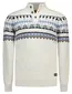 New Zealand trui wit gemeleerd half zip knopen