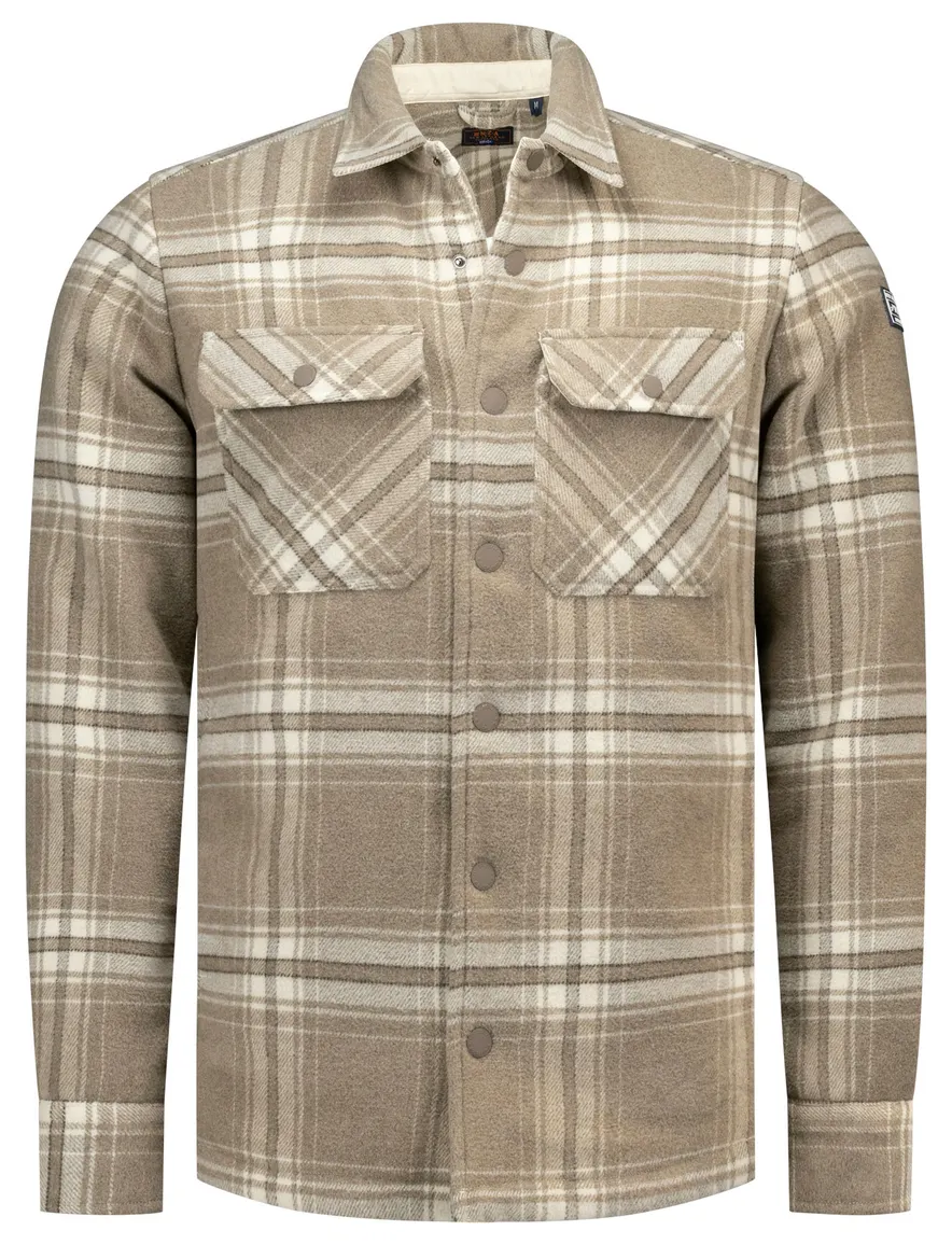 Overshirt New Zealand beige 26KN575-GREY BROWN MELANG