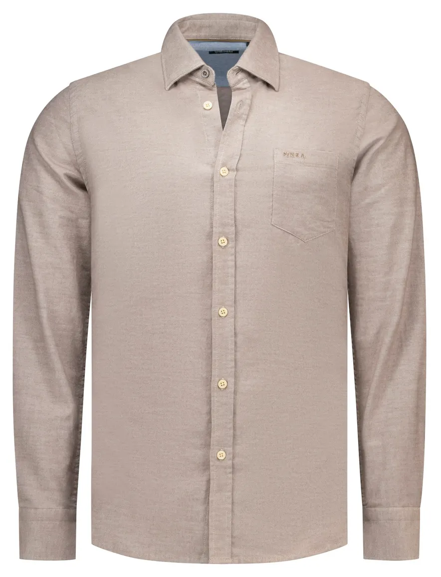 Overhemd New Zealand beige 26KN532-GREY BROWN MELANG