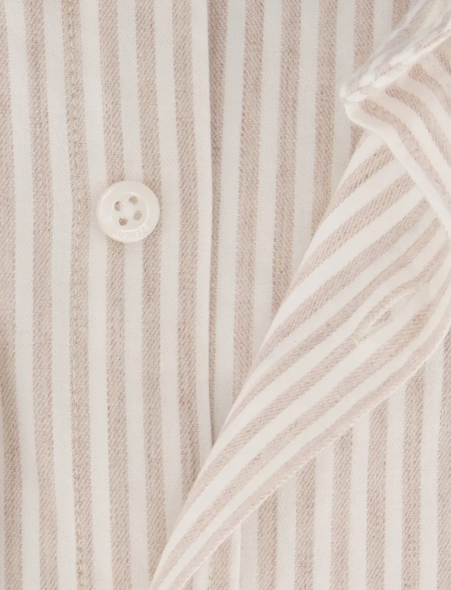 New Zealand overhemd beige gestreept stretch