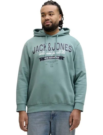 Jack & Jones Jack & Jones Plus Size hoodie turquoise met opdruk