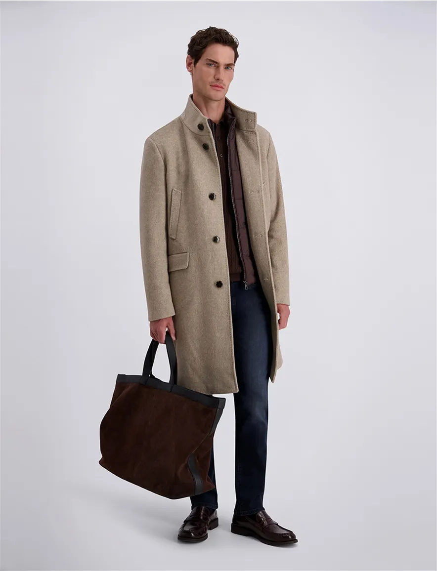 Pierre Cardin overjas beige effen