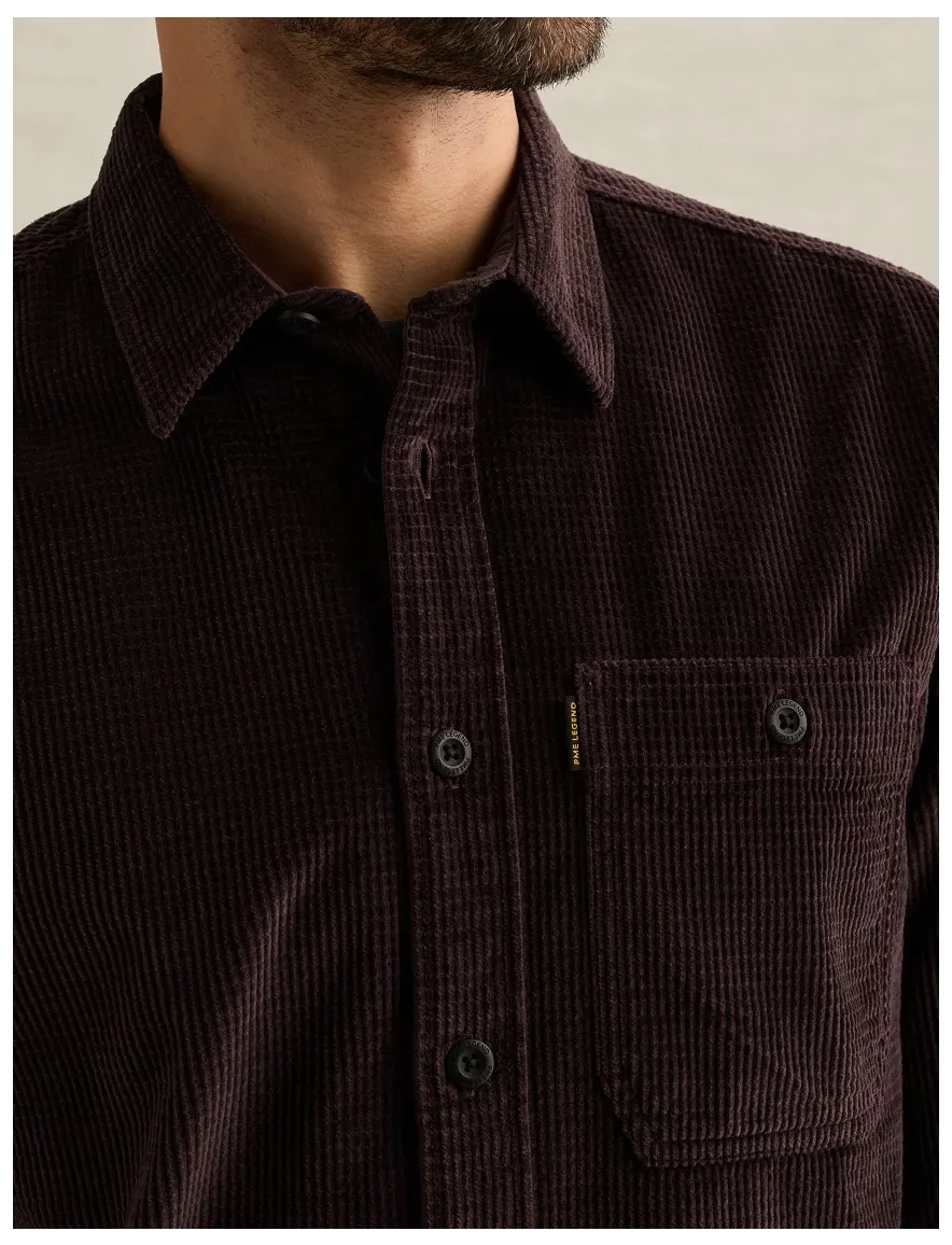 PME Legend overhemd aubergine corduroy rib