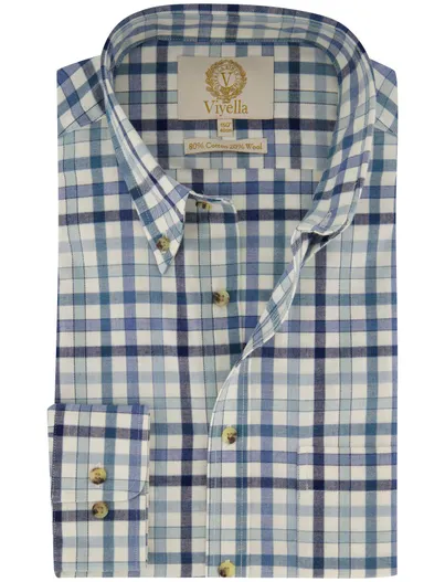 Viyella Viyella overhemd blauw geruit